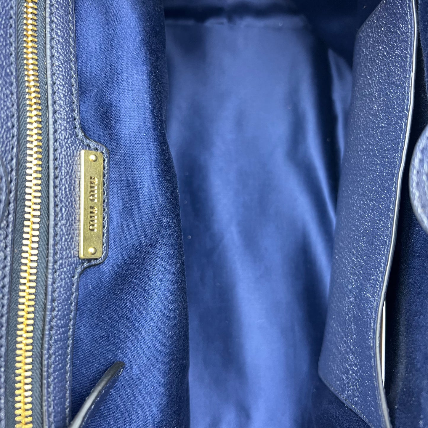 2Way Tote Bag Navy Blue Leather
