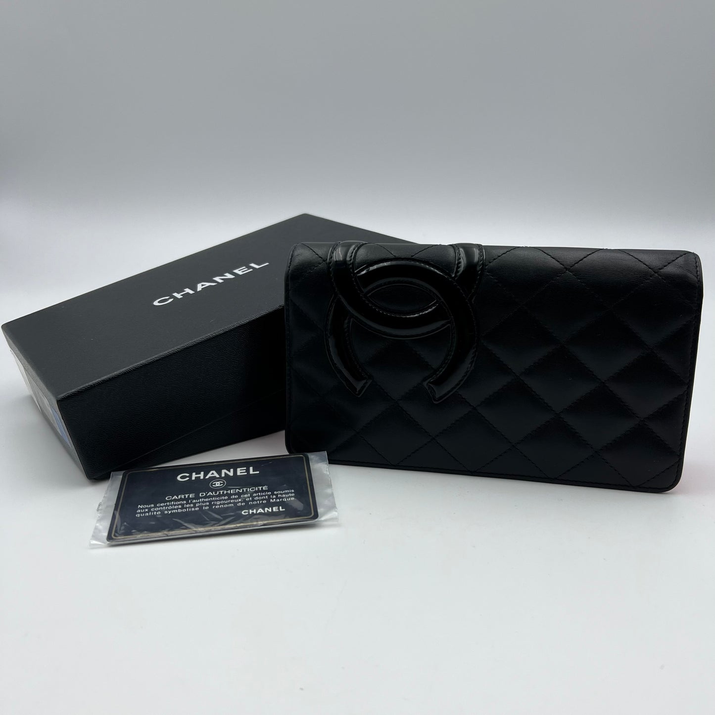 Quilted Cambon Yen Wallet Black