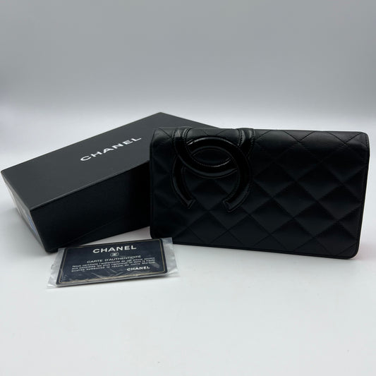 Quilted Cambon Yen Wallet Black