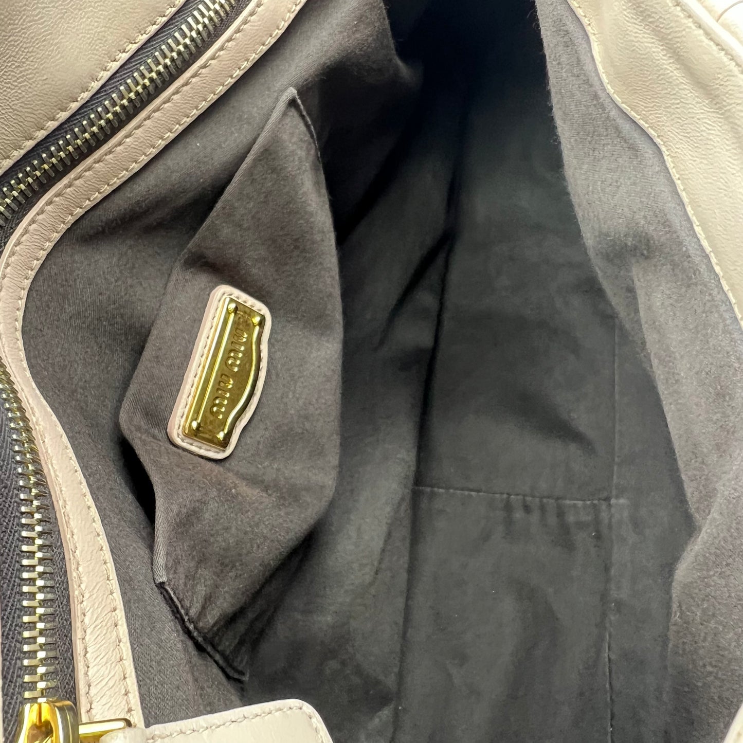 Beige Pink Matelasse Leather Turnlock Top Handle Bag