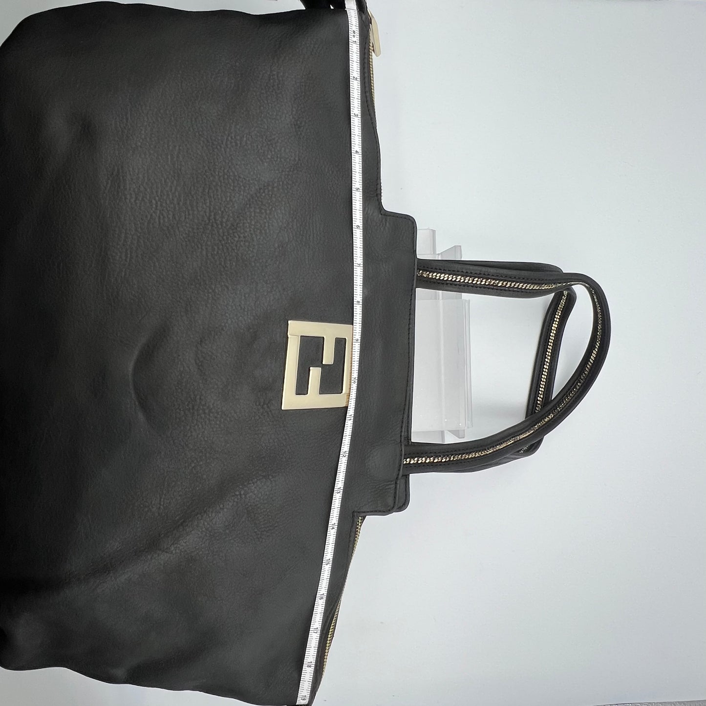 Large Black Nubuck Leather Gold Chain Shoulder Bag