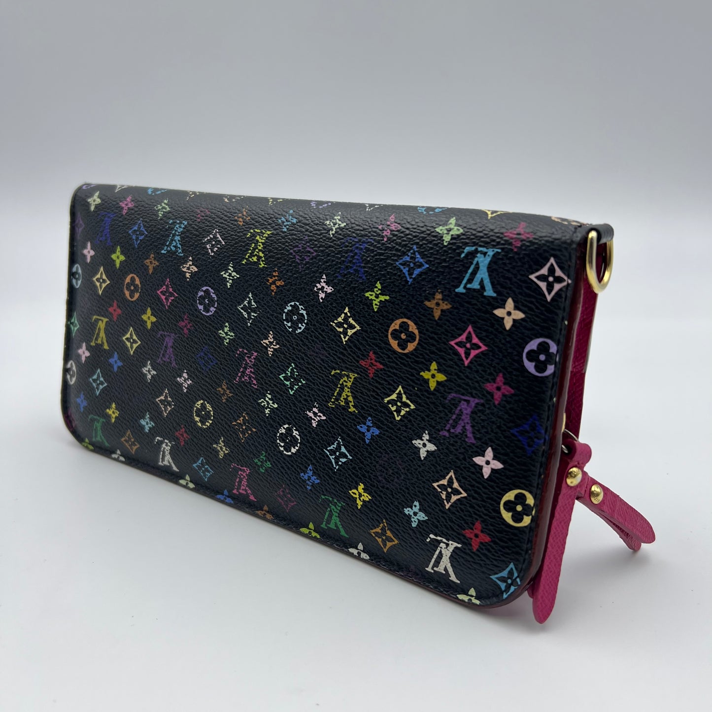 multicolour zippy wallet black pink interior