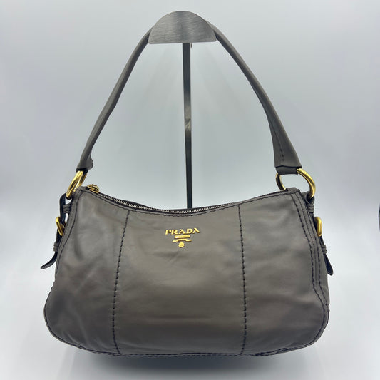 Grey Soft Calfskin Leather Hobo Bag