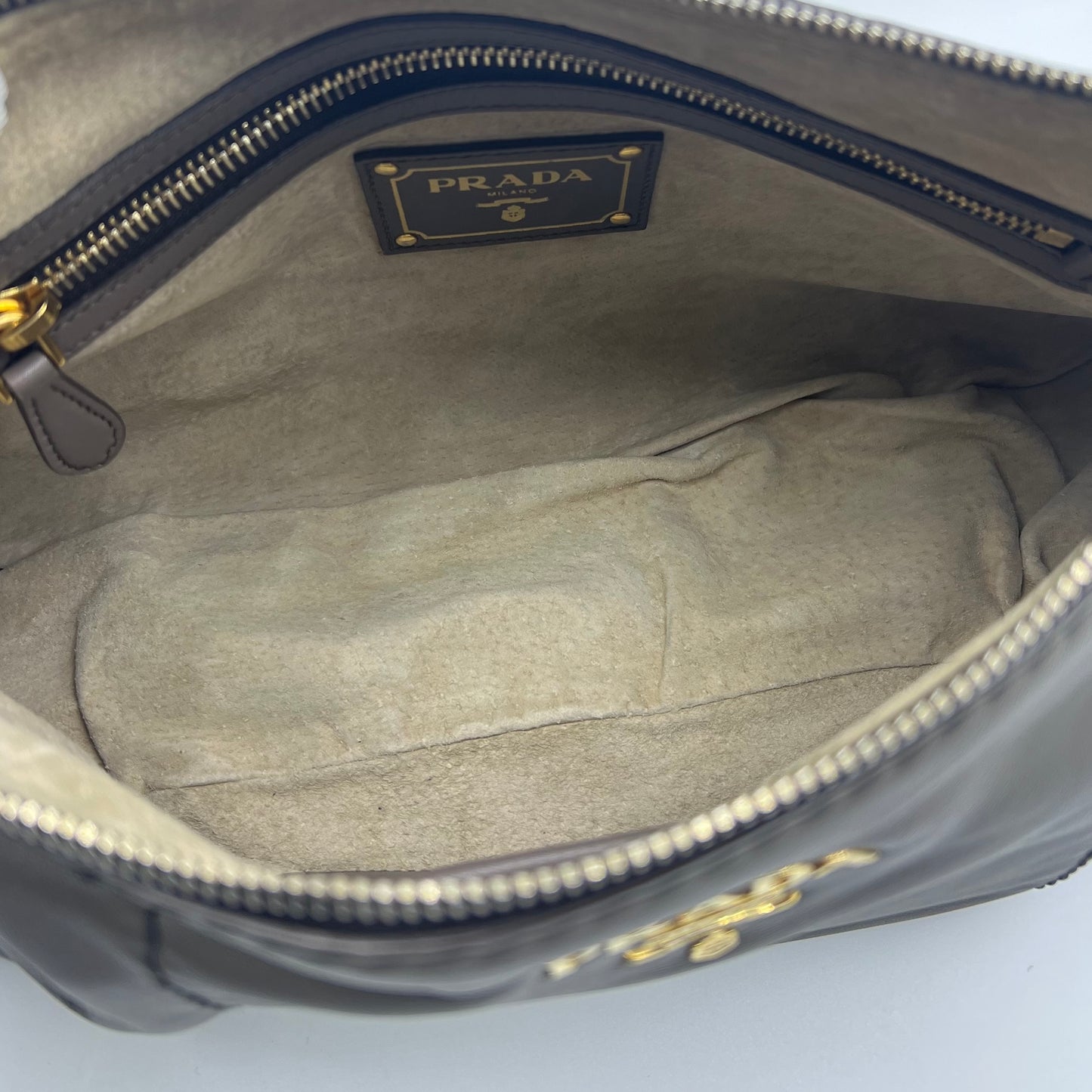 Grey Soft Calfskin Leather Hobo Bag