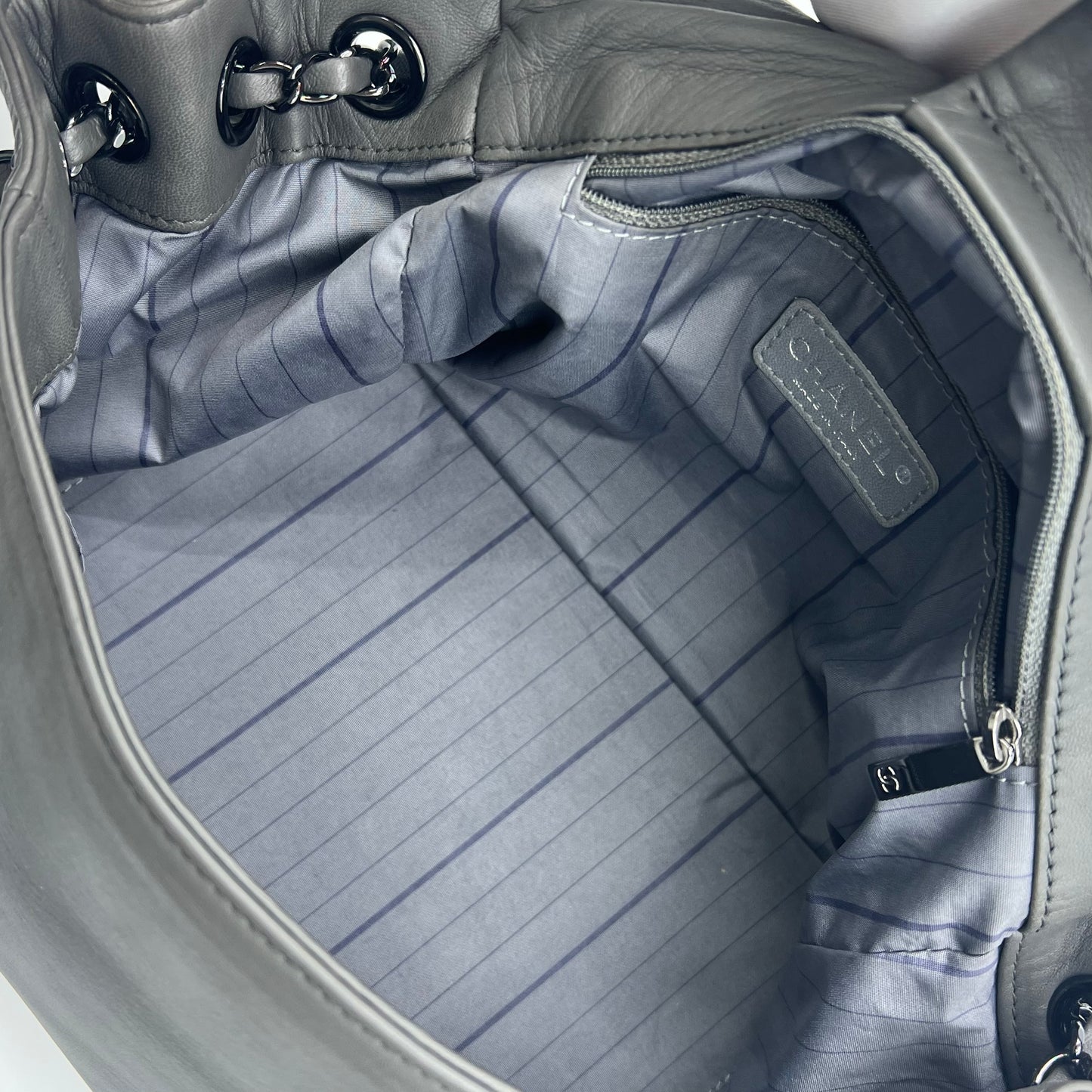 Gray Accordion CC Flap Bag Grey Dark grey