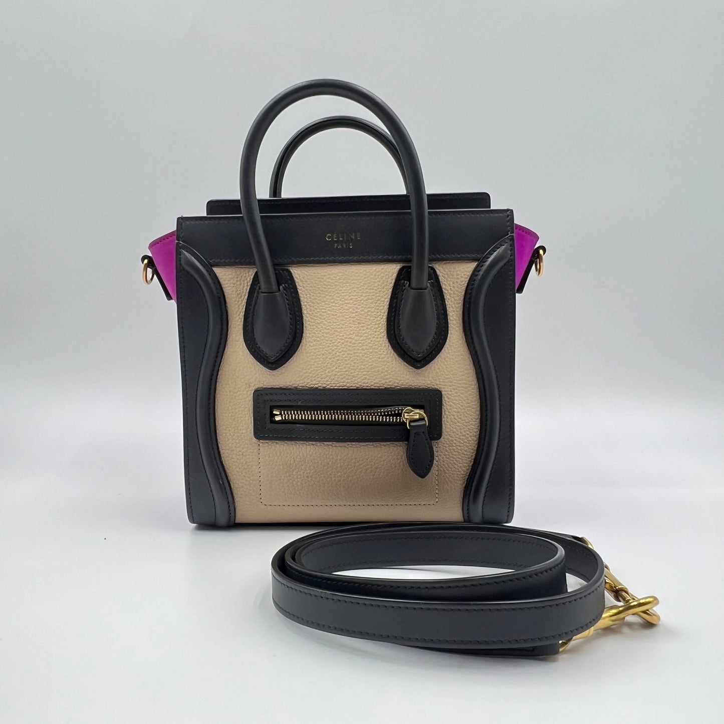 Celine Tri-Color Leather Nano Luggage