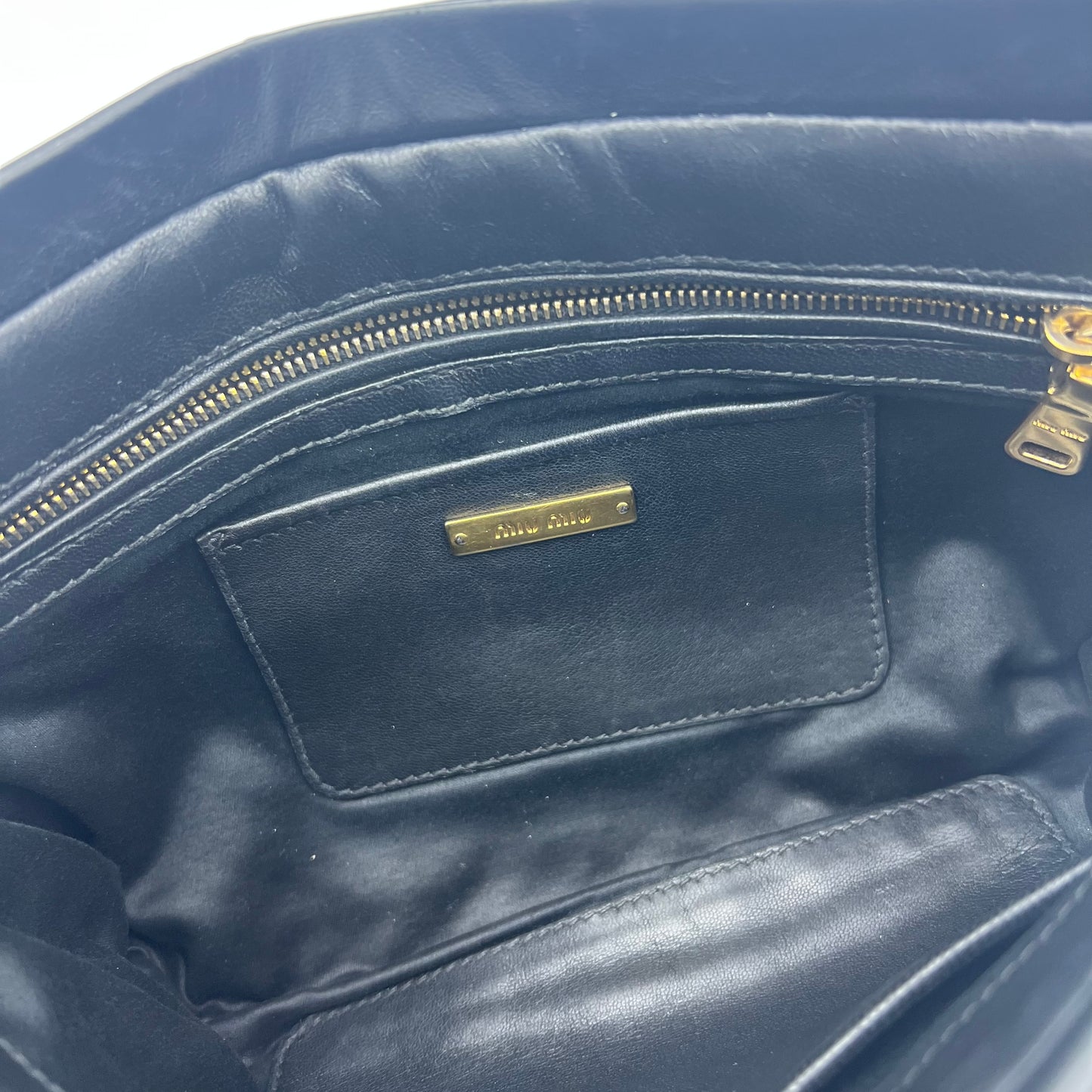 Miu Miu Black Matelasse Leather Frame Clutch Crossbody bag