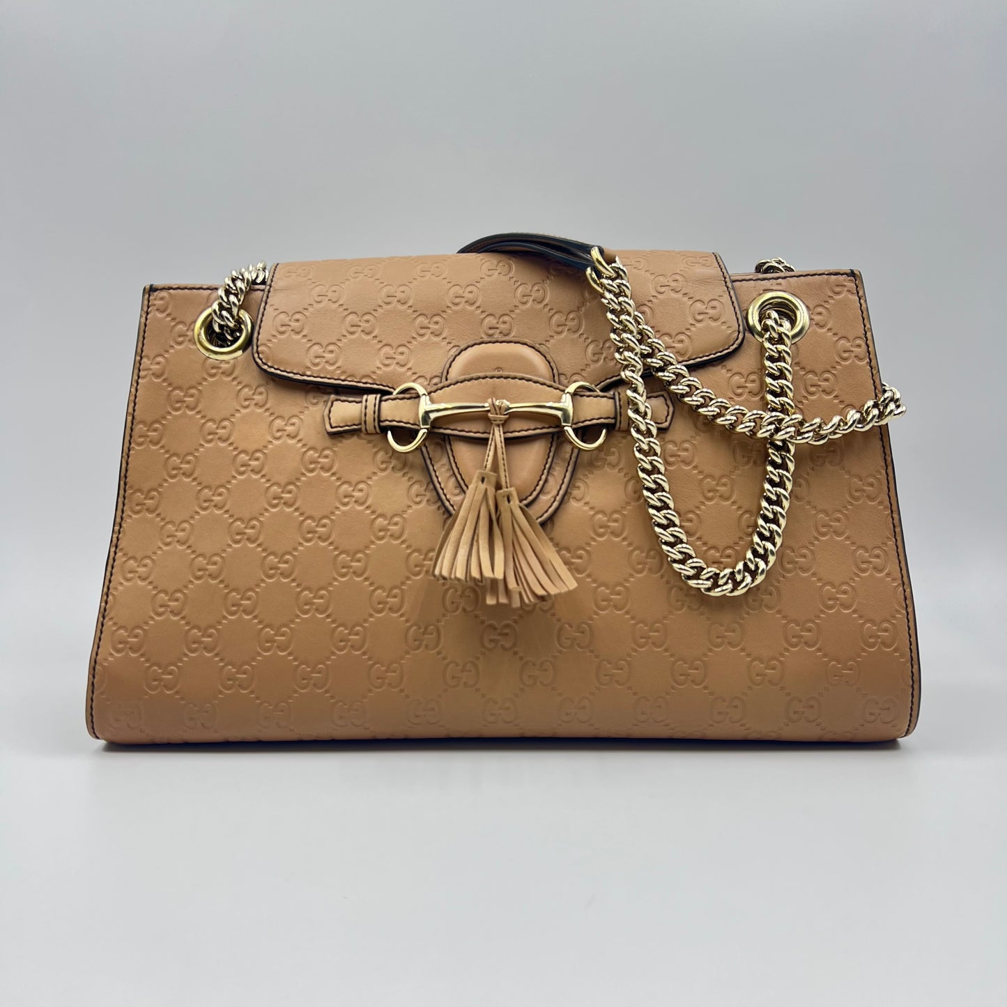 Emily Chain Flap Shoulder Bag Guccissima Leather Large
