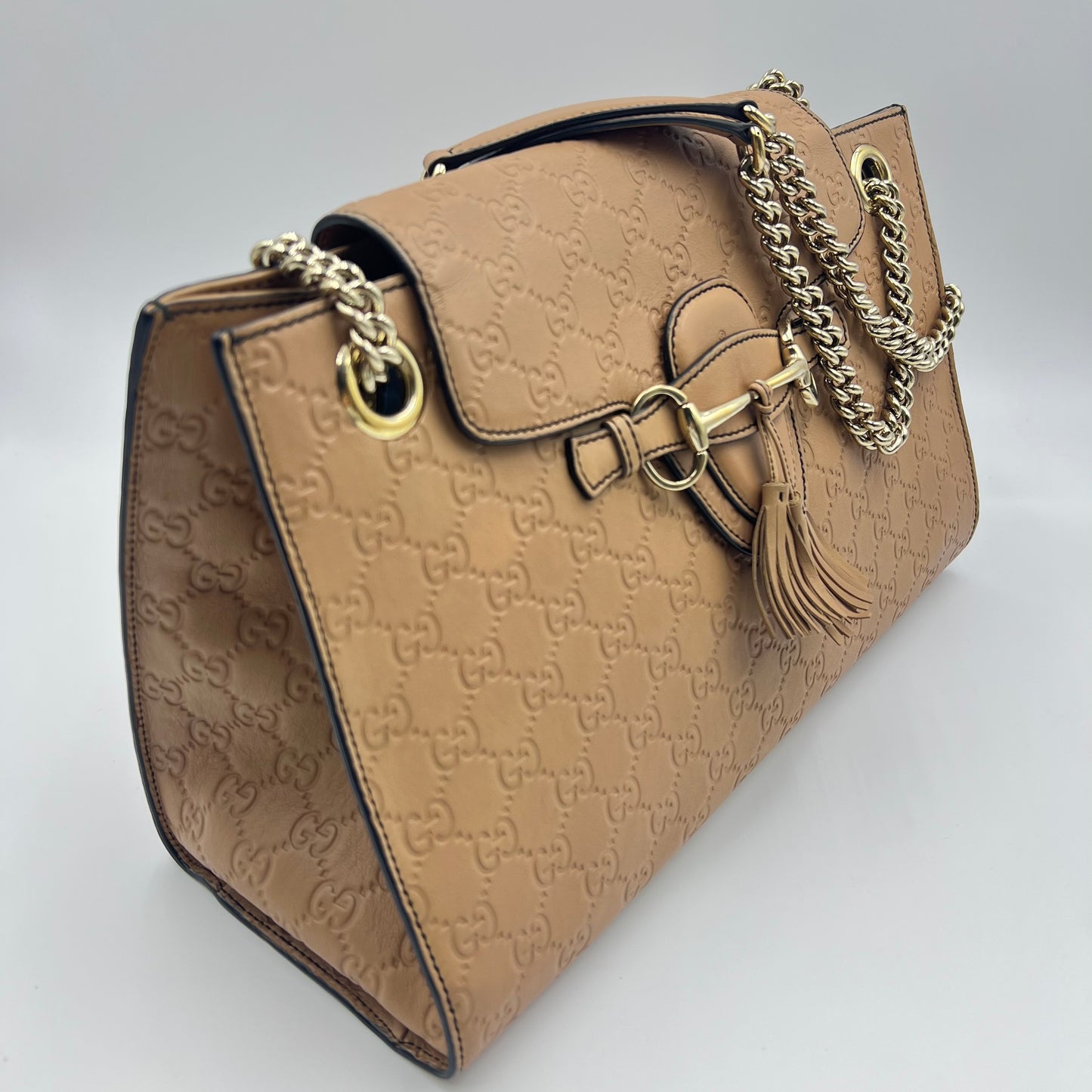 Emily Chain Flap Shoulder Bag Guccissima Leather Large