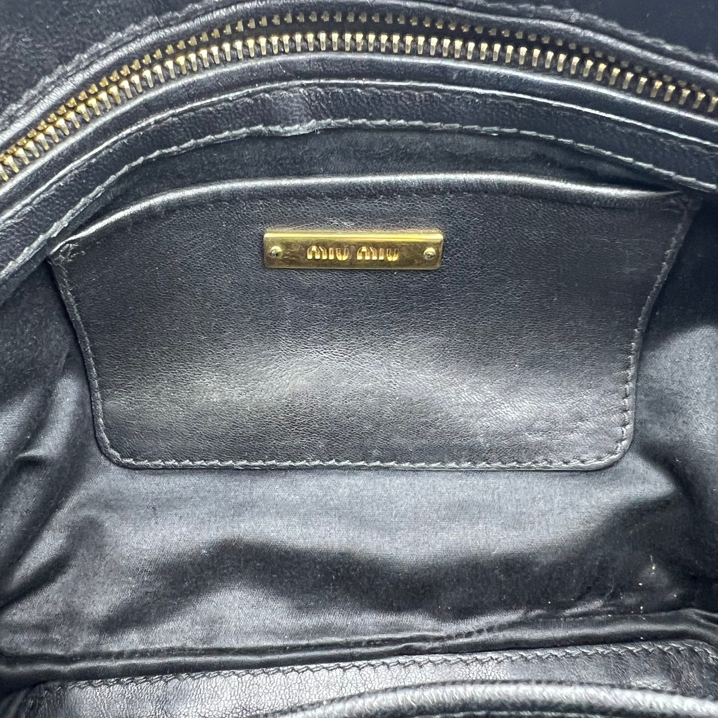 Miu Miu Black Matelasse Leather Frame Clutch Crossbody bag