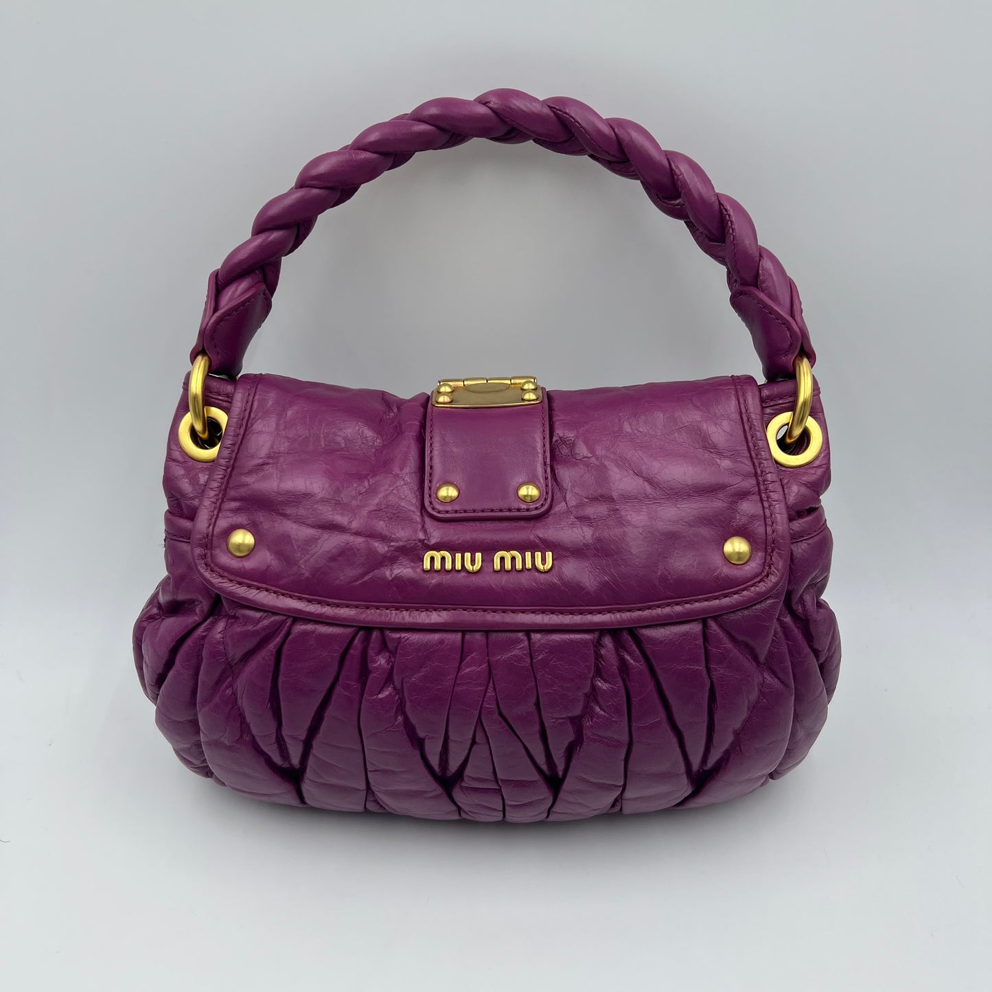 Purple Plum Matelasse Lux Leather Small Coffer Hobo