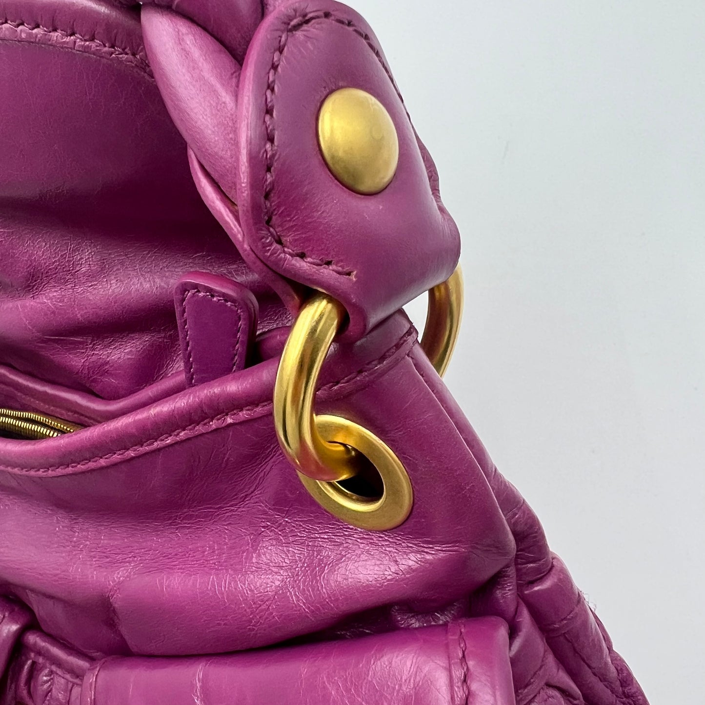 Purple Plum Matelasse Lux Leather Small Coffer Hobo