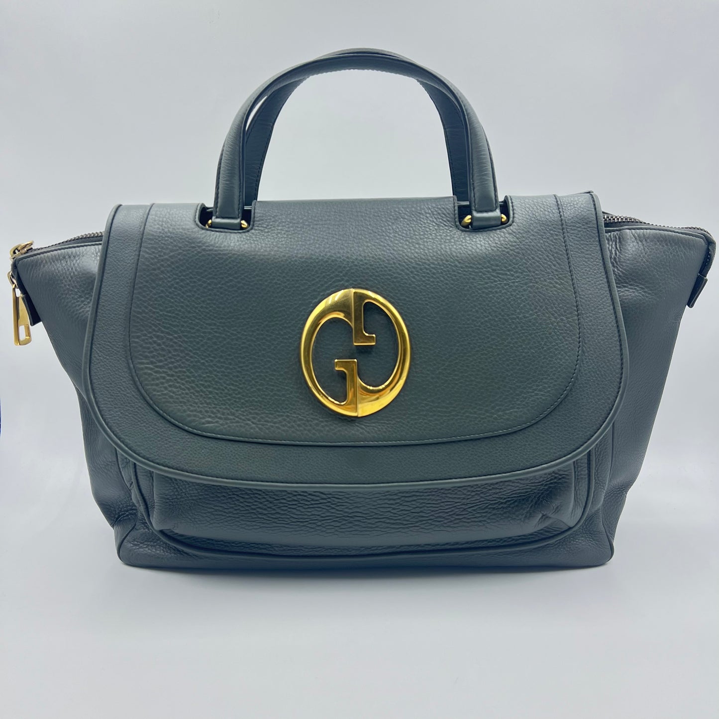 1973 Top Handle Bag Leather Medium Grey