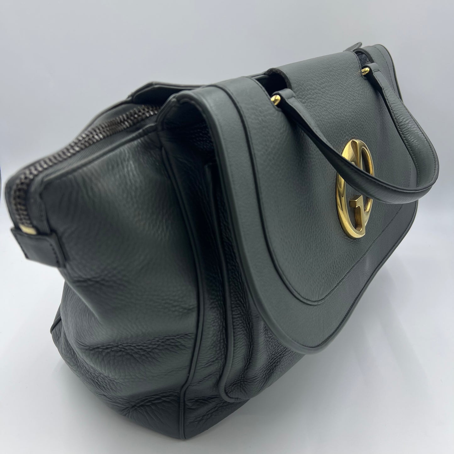 1973 Top Handle Bag Leather Medium Grey