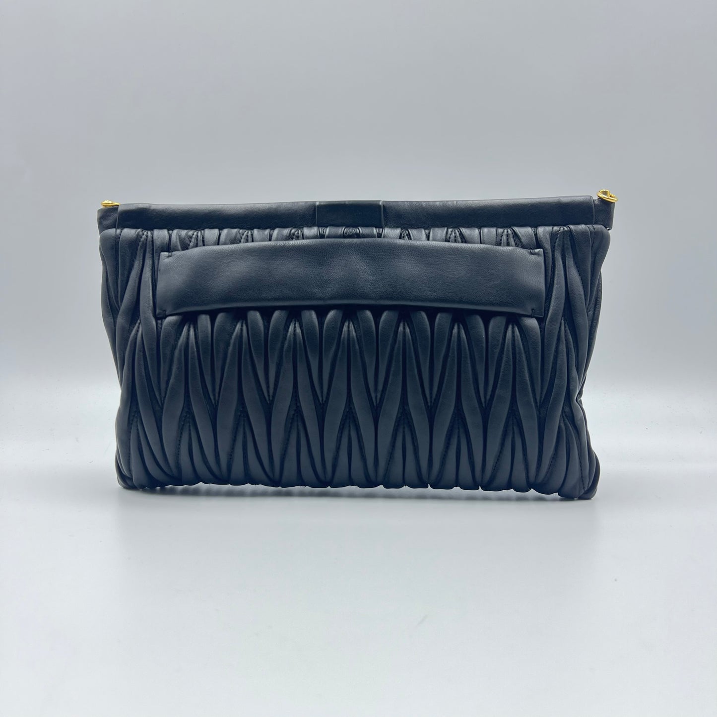 Miu Miu Black Matelasse Leather Frame Clutch Crossbody bag