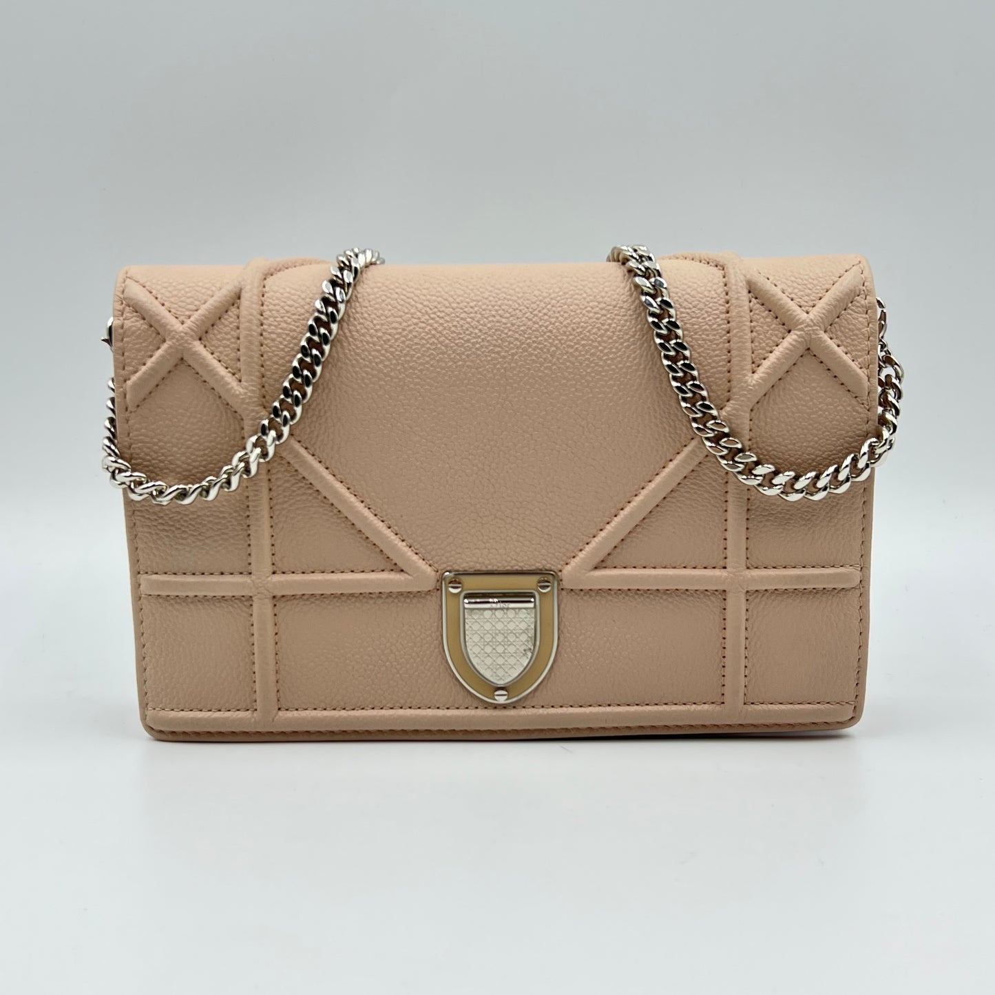 Grained Calfskin Diorama Wallet on Chain crossbody bag