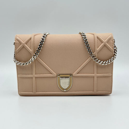 Grained Calfskin Diorama Wallet on Chain crossbody bag