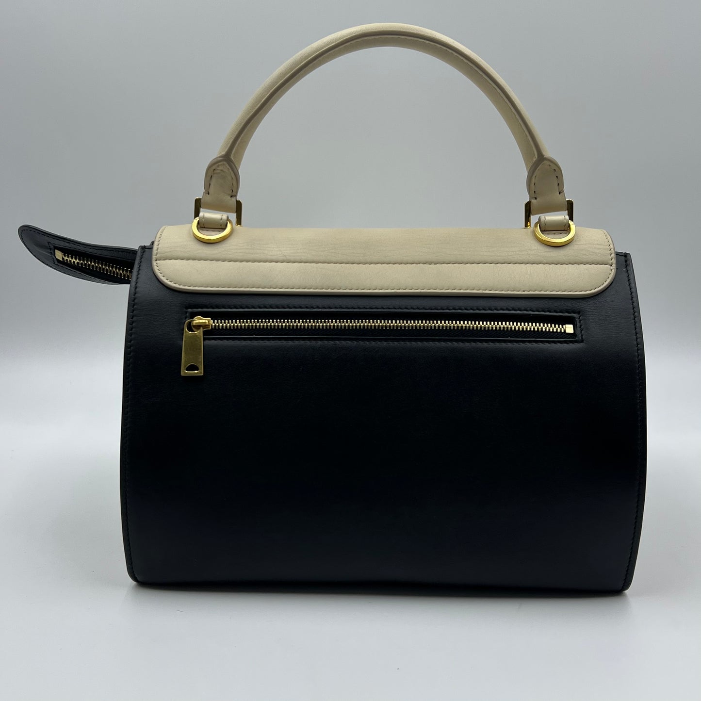 Trapeze Small Calfskin Beige Black GHW