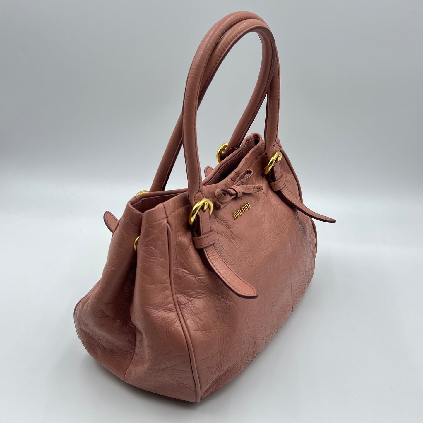 Pink Leather Bow Shoulder Bag