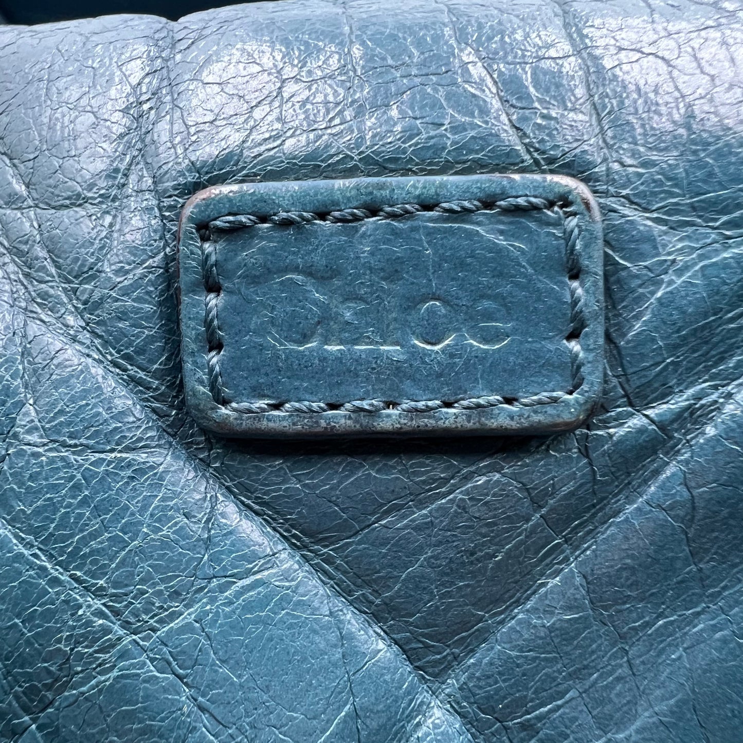 Leather Top Handle Bag Turquoise