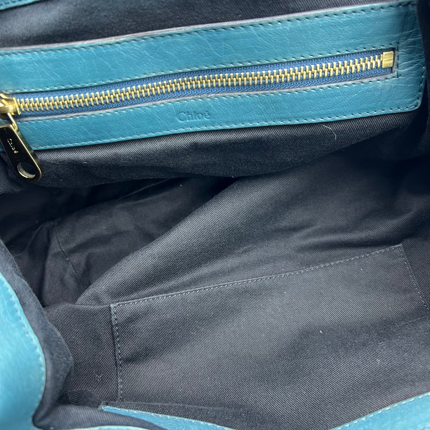 Leather Top Handle Bag Turquoise