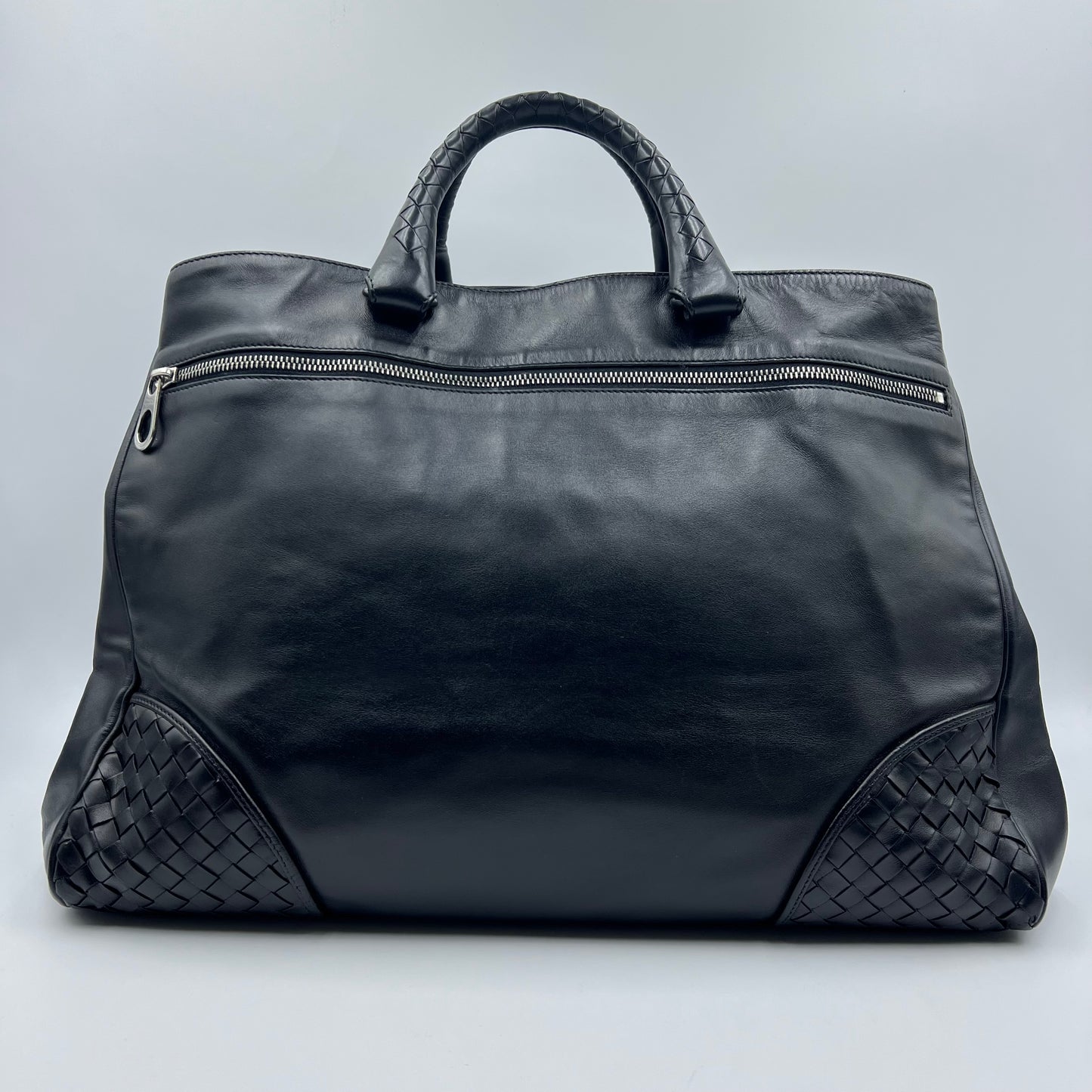 Nappa Intrecciato-Trimmed Tote Black