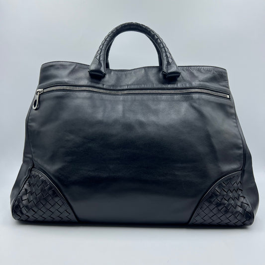 Nappa Intrecciato-Trimmed Tote Black
