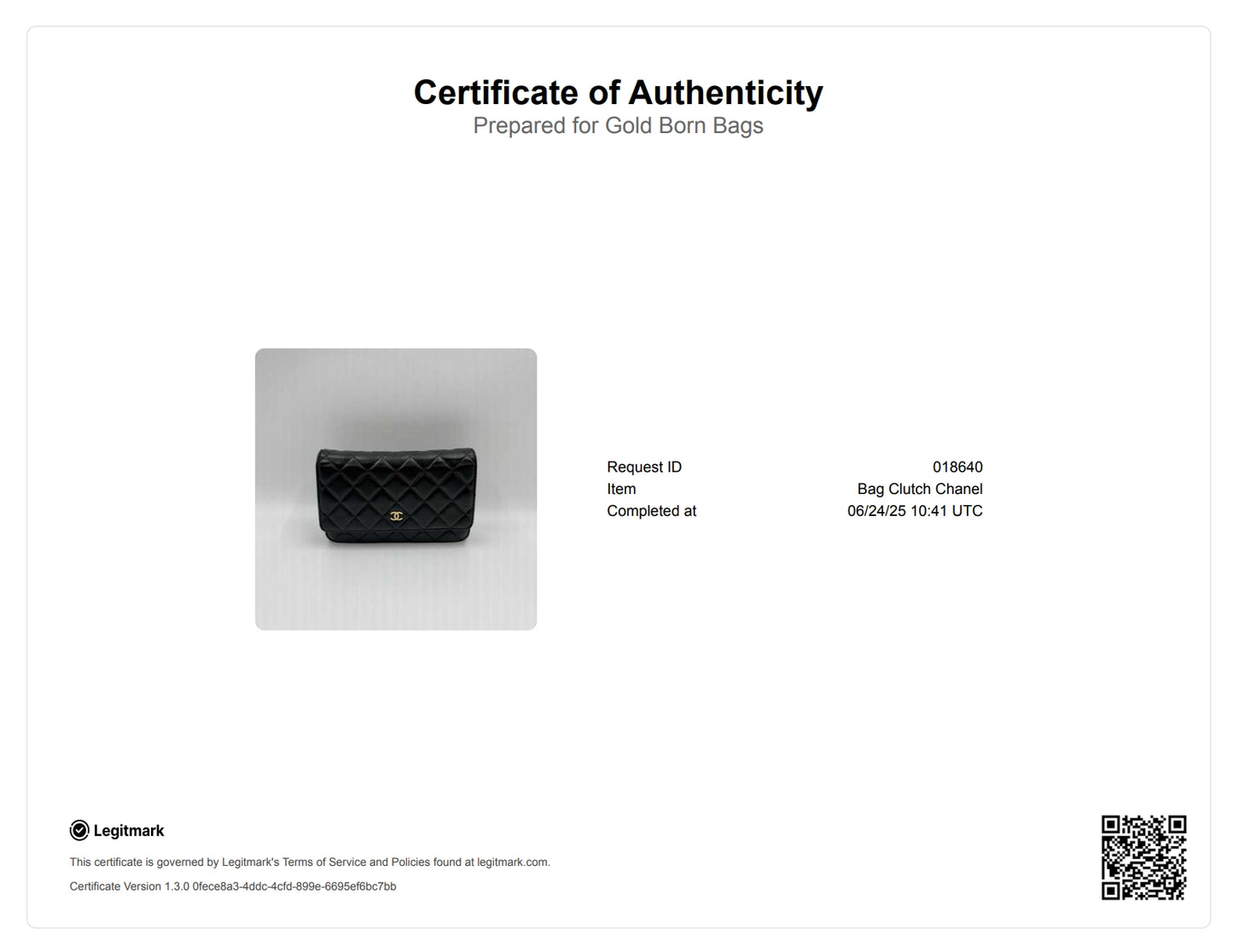 Lambskin Quilted Wallet On Chain WOC Black/Gold