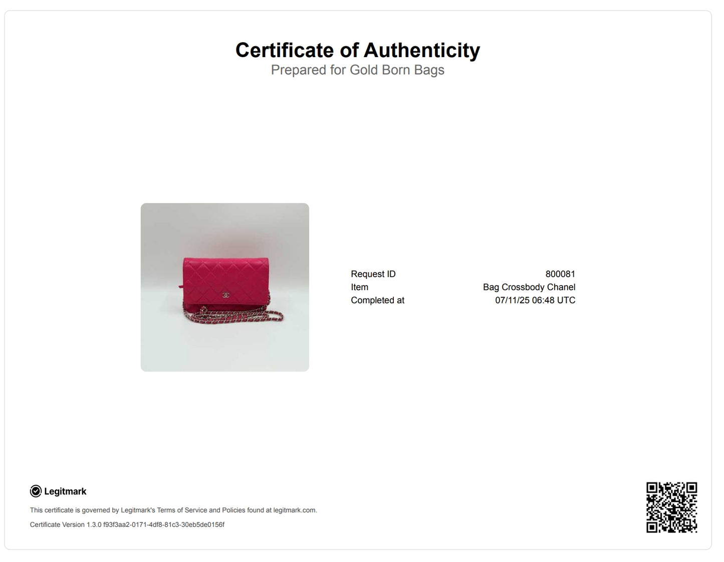 Classic Lambskin Wallet On Chain Pink