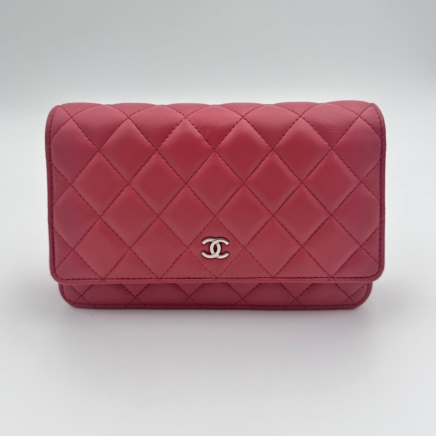 Lambskin Wallet on Chain WOC Dusty Pink
