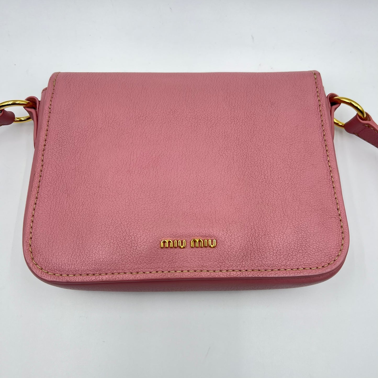 Pink Madras Leather Pushlock Flap Shoulder Bag