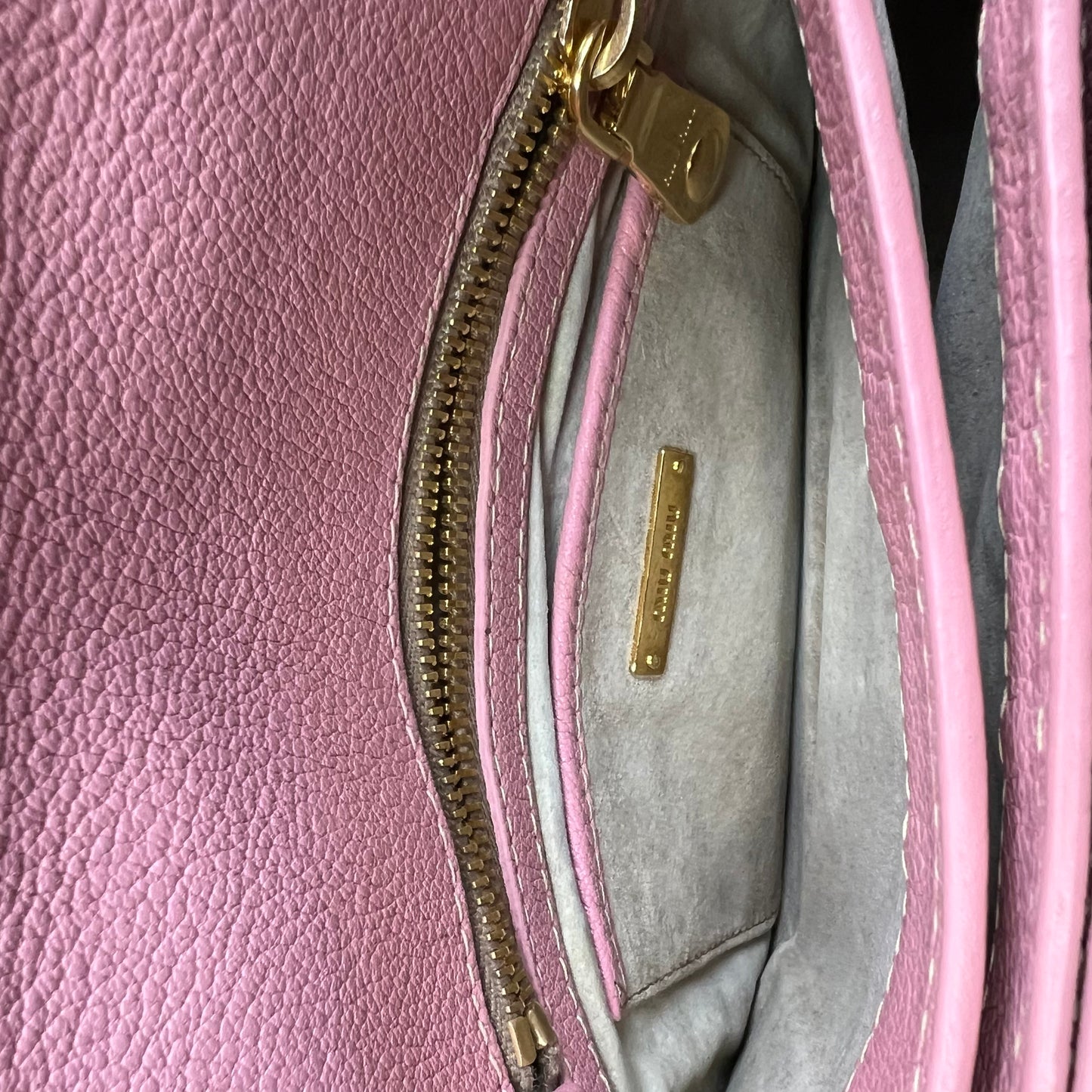 Pink Madras Leather Pushlock Flap Shoulder Bag