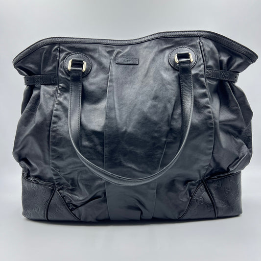 Horsebit Embossed Full Moon Tote Black