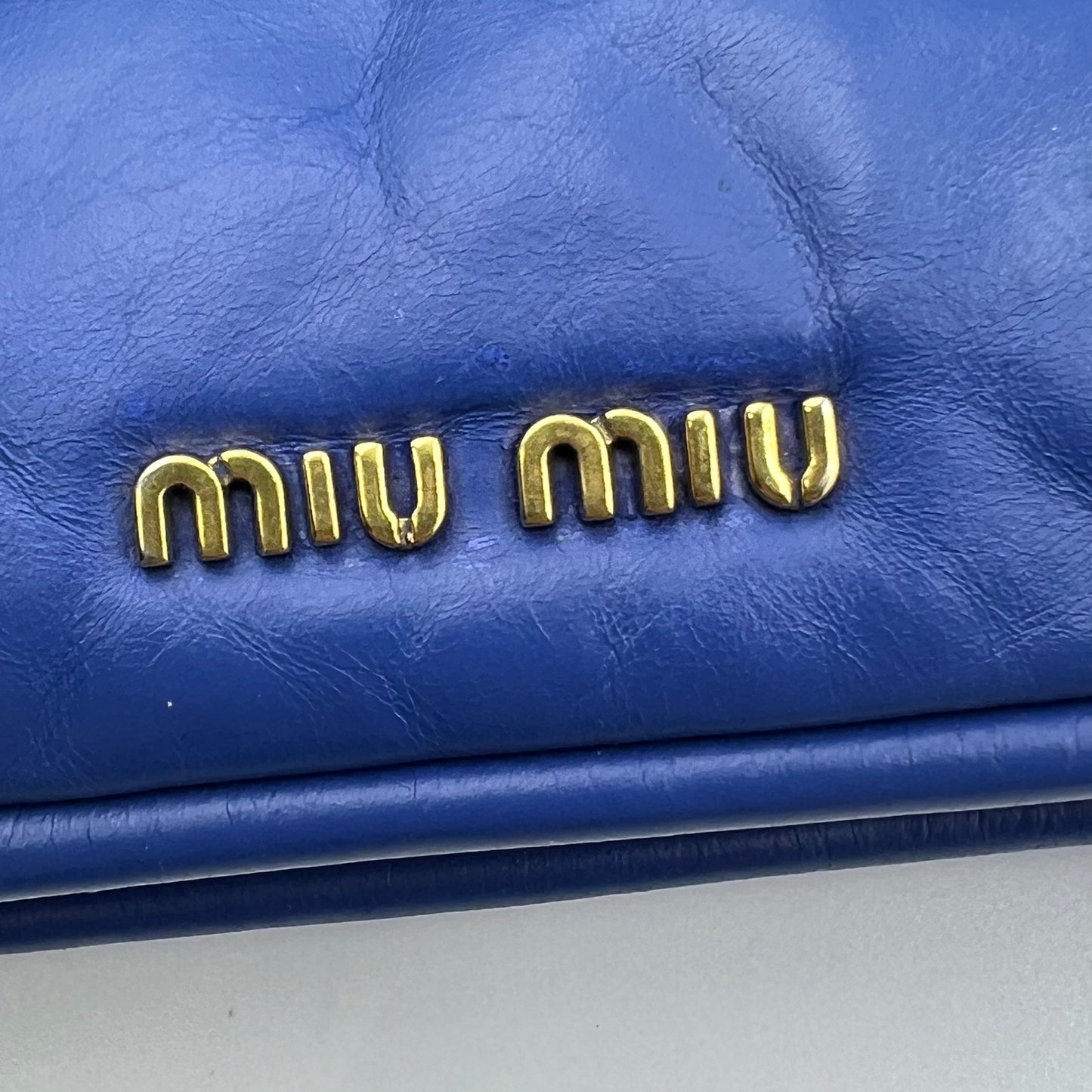 Blue Leather Frame Chin Crossbody Bag