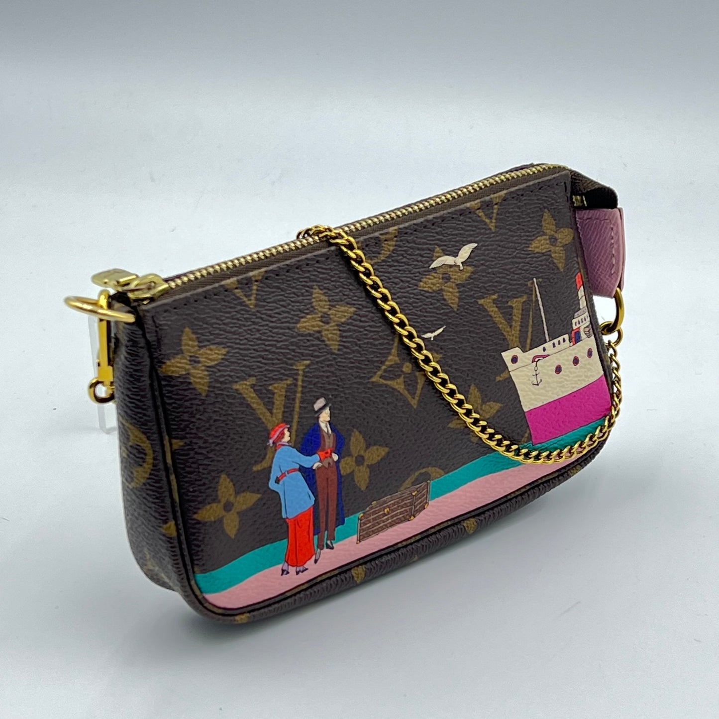 Monogram 2016 Christmas Animation Mini Pochette Accessories Rose Ballerine