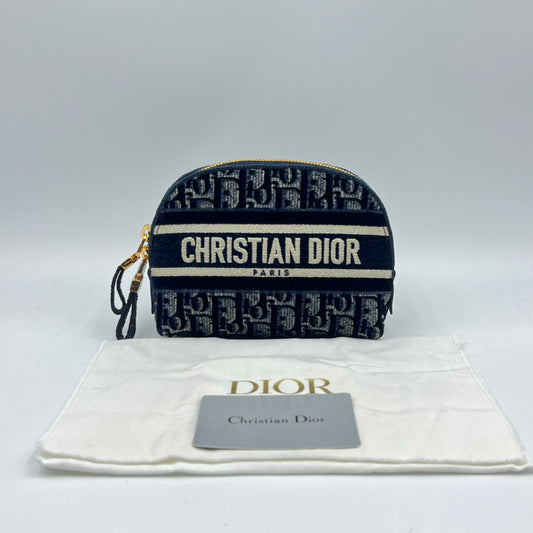 Velvet Oblique Cosmetic Pouch Blue