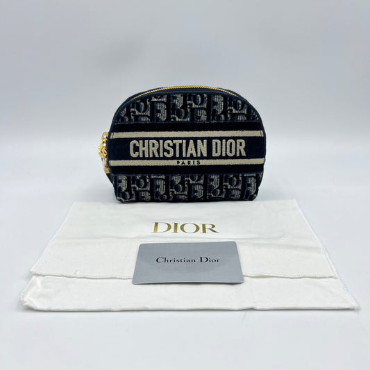 Velvet Oblique Cosmetic Pouch Blue