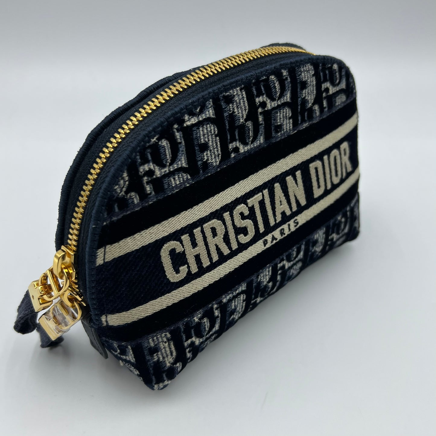 Velvet Oblique Cosmetic Pouch Blue