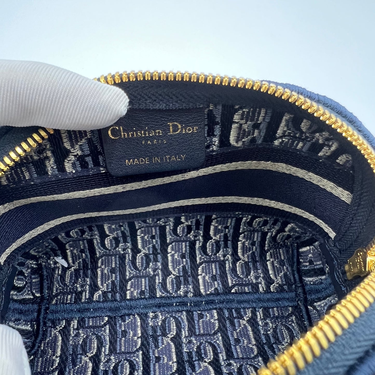 Velvet Oblique Cosmetic Pouch Blue