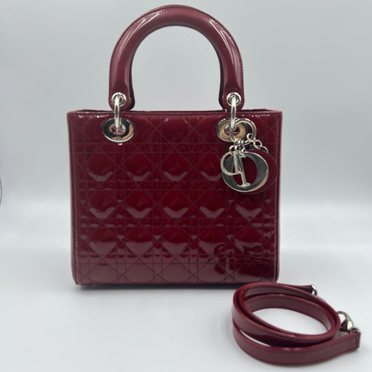 Lady Dior patent leather handbag