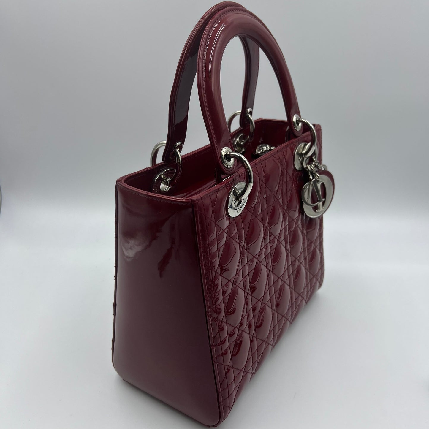 Lady Dior patent leather handbag