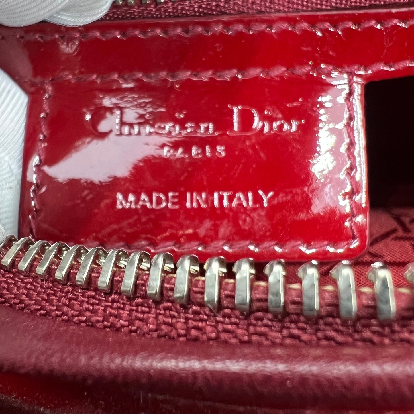 Lady Dior patent leather handbag