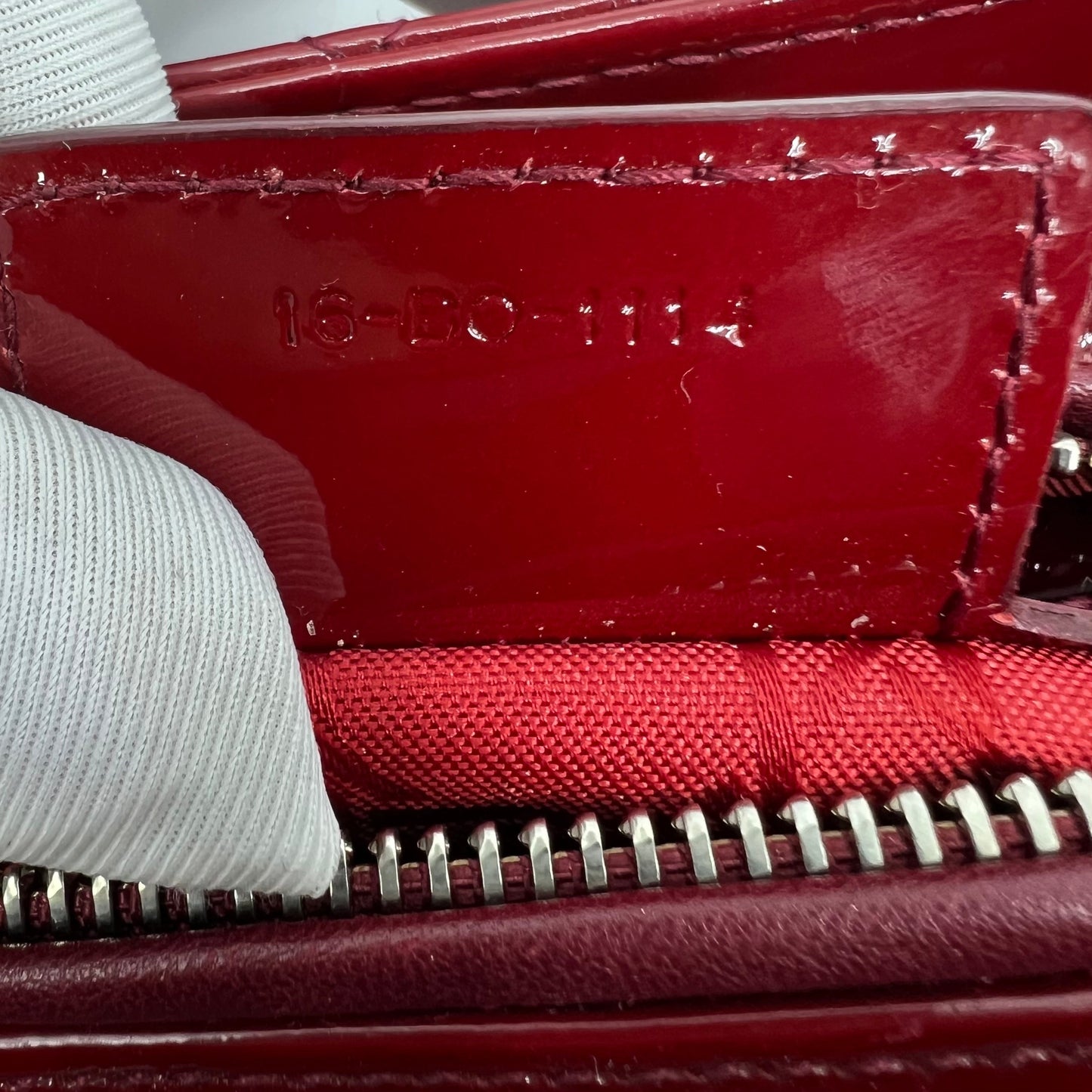 Lady Dior patent leather handbag