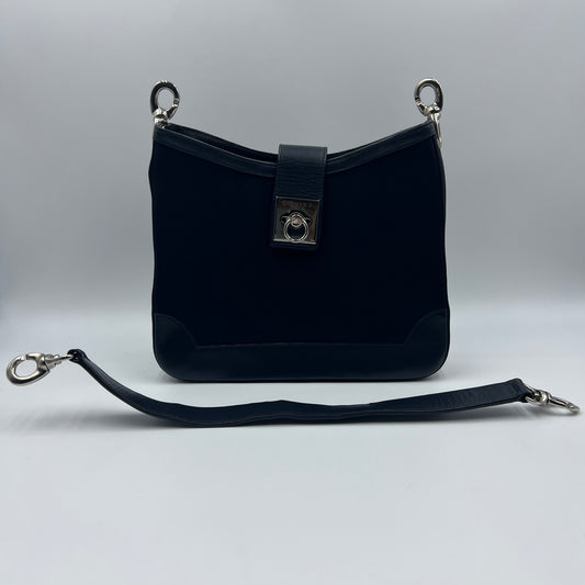 Vintage Fabric/Leather Shoulder Hobo Bag Black