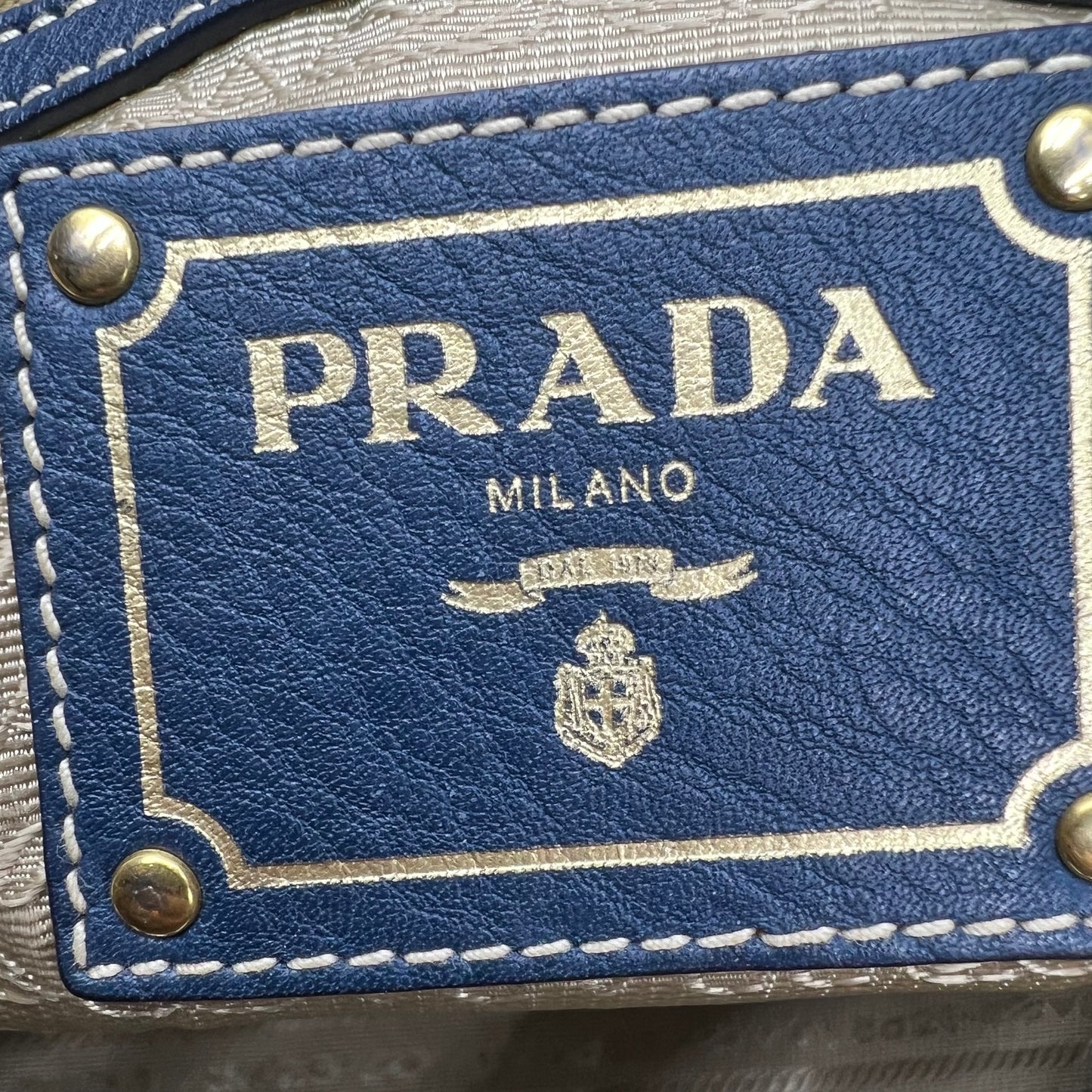 Blue Vitello Daino Leather Side Zip Shopper Tote