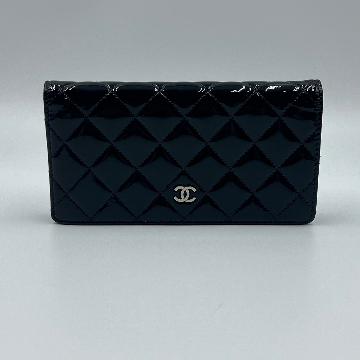 Chanel Black Patent Leather Long Wallet