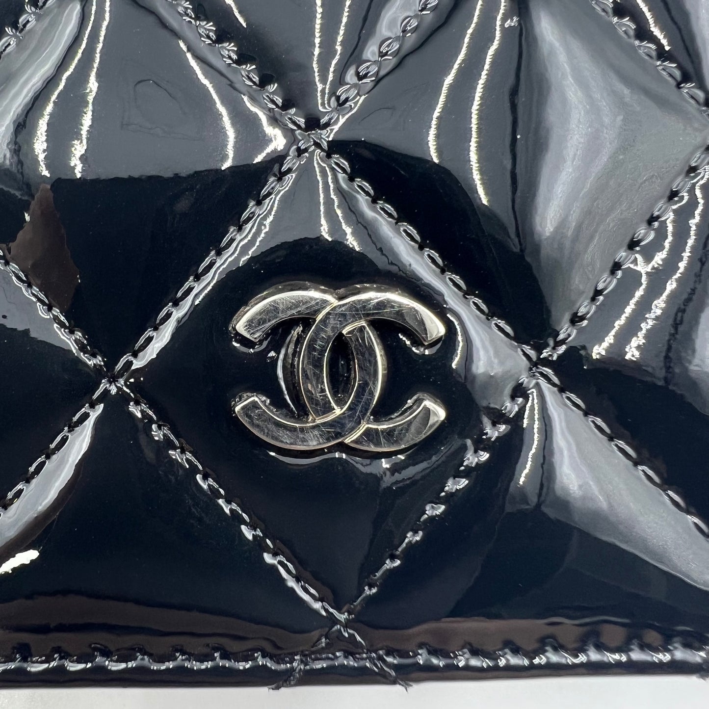 Chanel Black Patent Leather Long Wallet