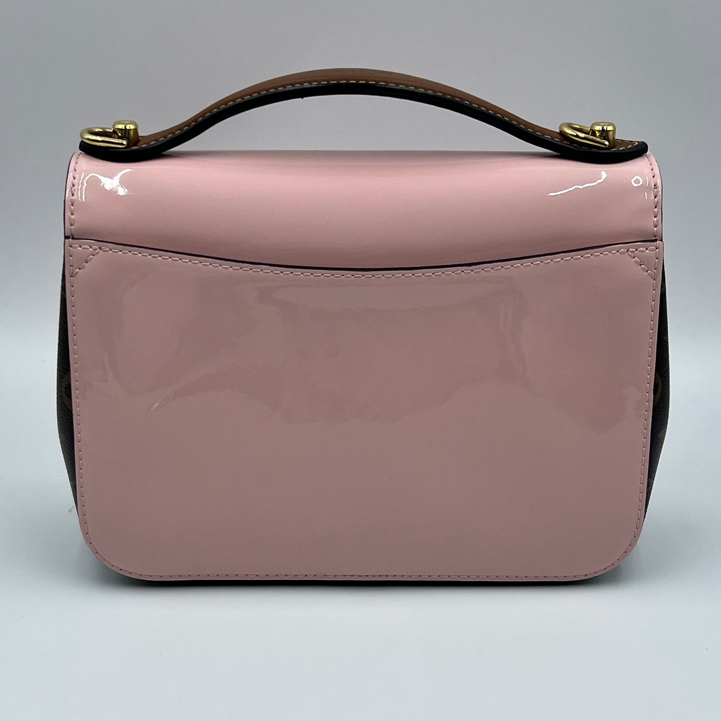 Patent Calfskin Monogram Cherrywood BB Rose Ballerine