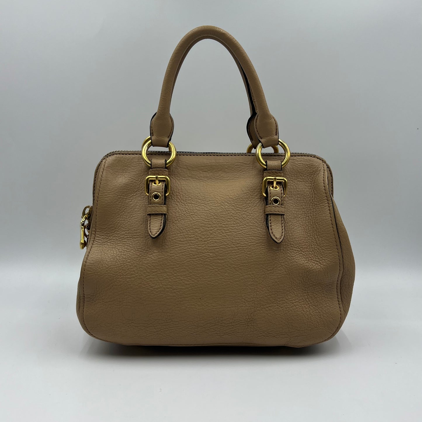Madras leather handbag Beige