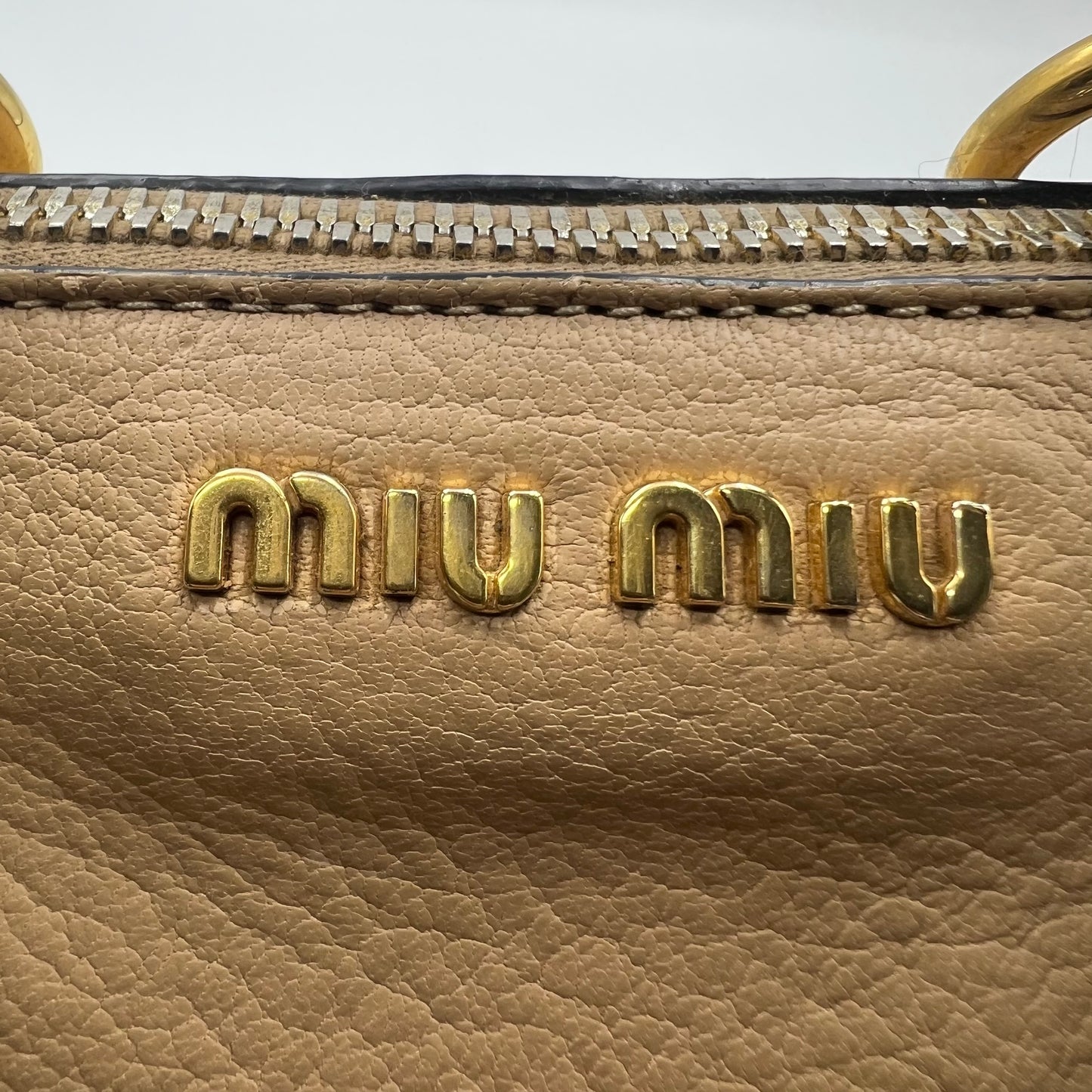 Madras leather handbag Beige